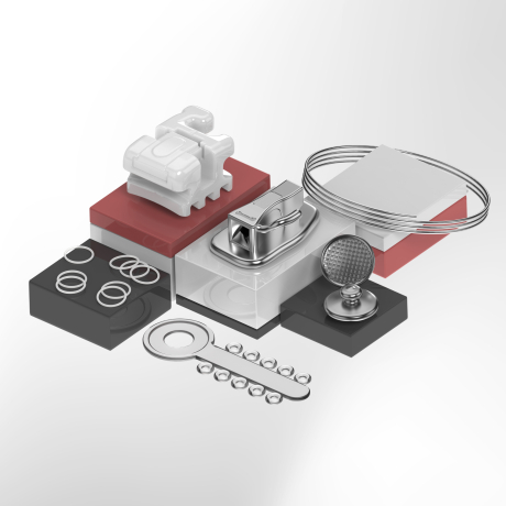 Комплект приспособлений для формирования ортодонтических аппаратов (с брекетами керамическими БЛЕСК самолигирующие), версия 1